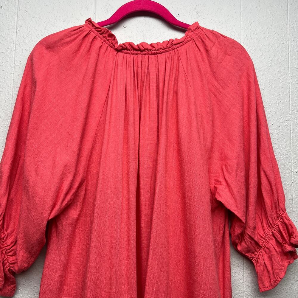Shop The Mint Oversized Cotton Linen Dress Womens M Ruffle Boho Festival Beachy - Picture 9 of 14
